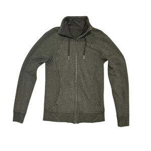 Lululemon Huddle & Hustle Jacket Heathered Camo Green Full Zip Sweatshirt Size 4